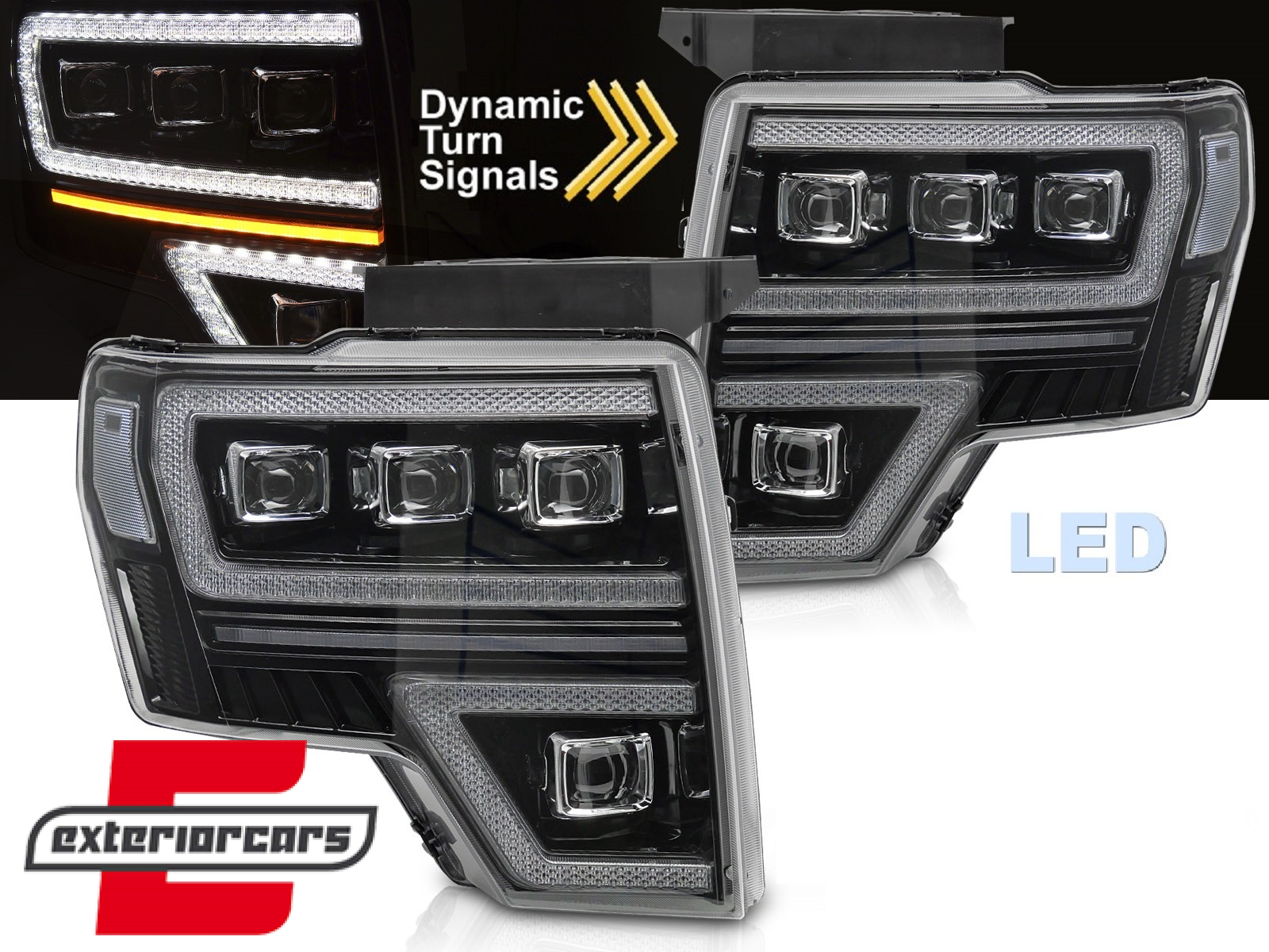 Full LED prednja svjetla SEQ žmigavci (crna) / FORD F150 MK12 (2008-2014)