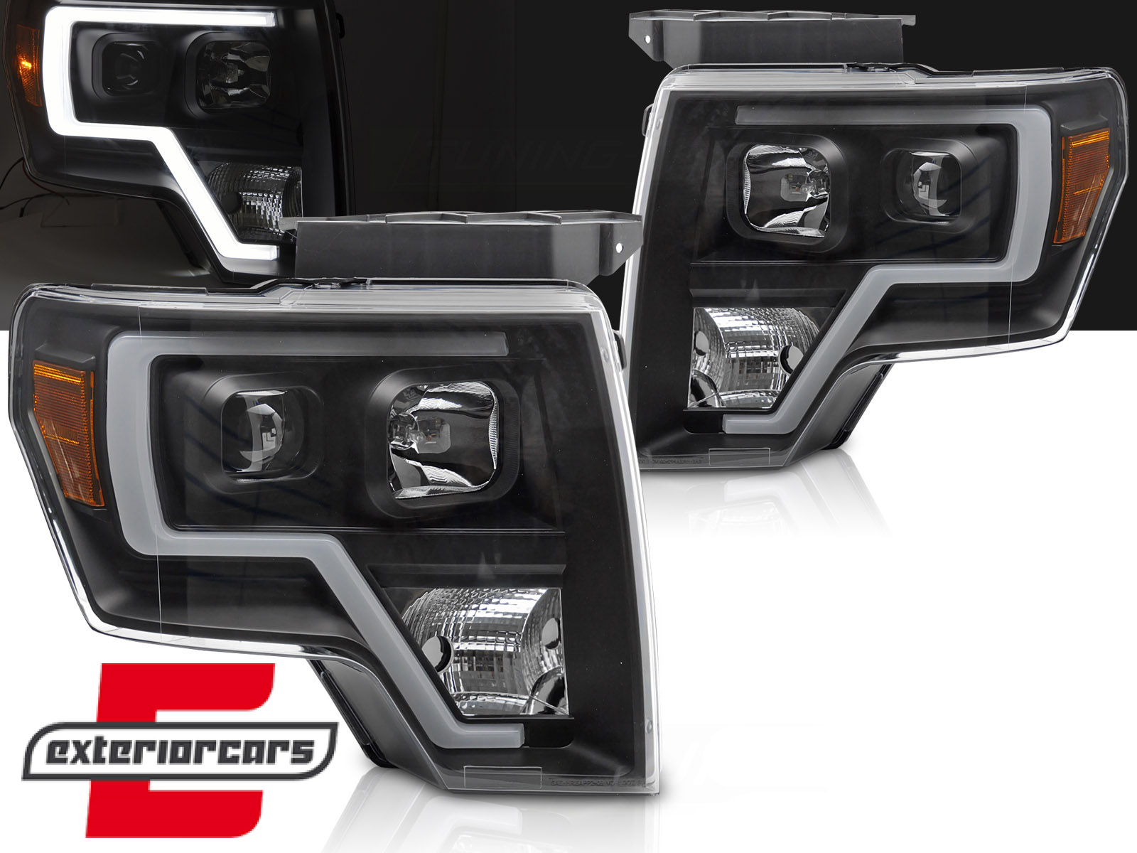 Prednja svjetla Tubelight dizajn (crna) / FORD F150 MK12 (2008-2014)