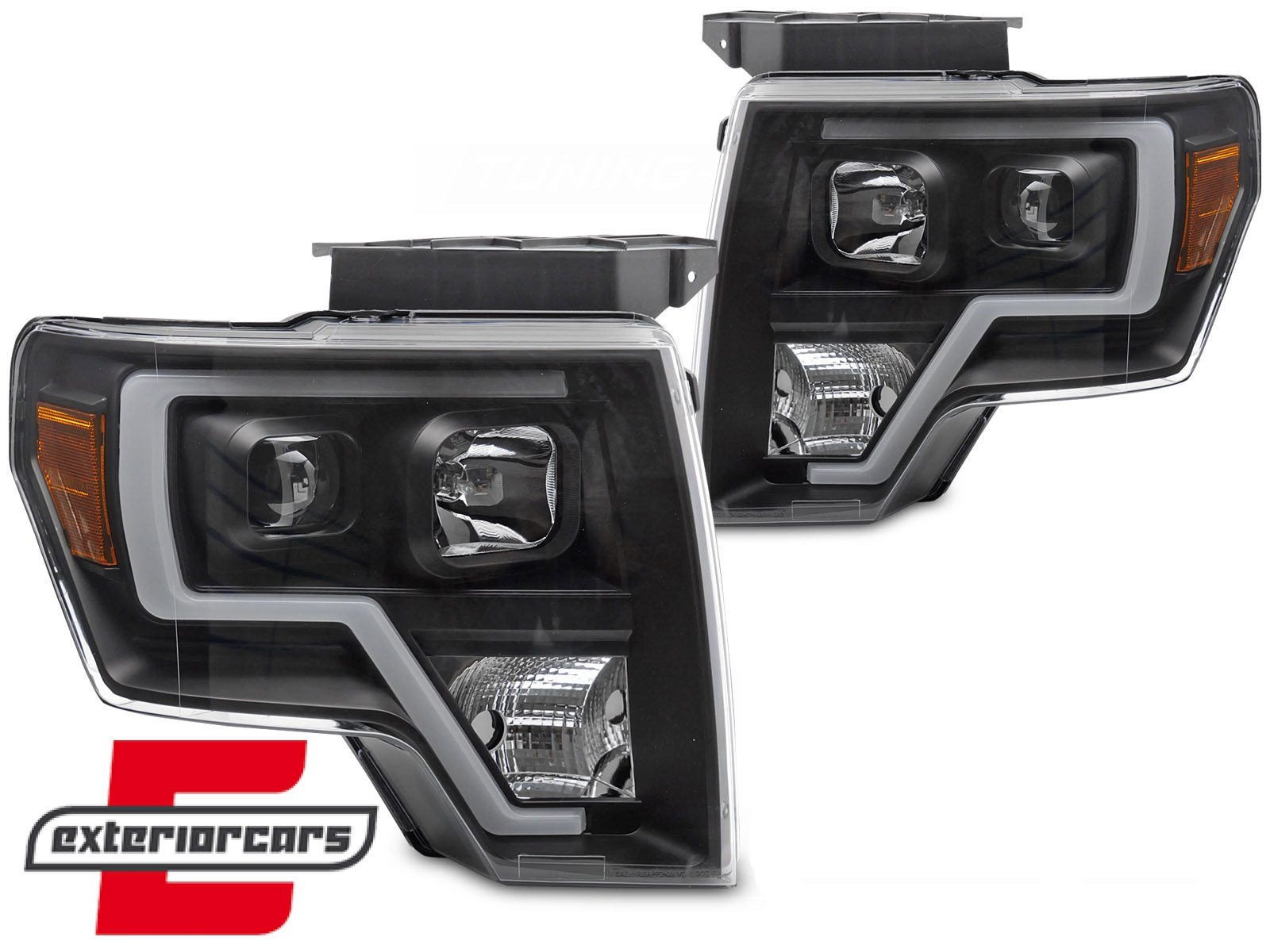 Prednja svjetla Tubelight dizajn (crna) / FORD F150 MK12 (2008-2014) - Slika 2