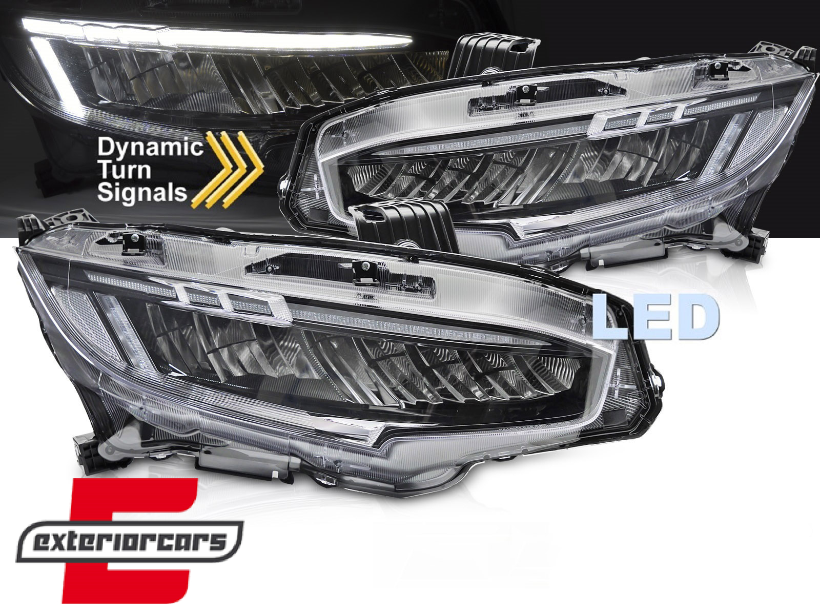 Full LED prednja svjetla SEQ žmigavci (crna) / Honda Civic Mk10 (2016-2021)