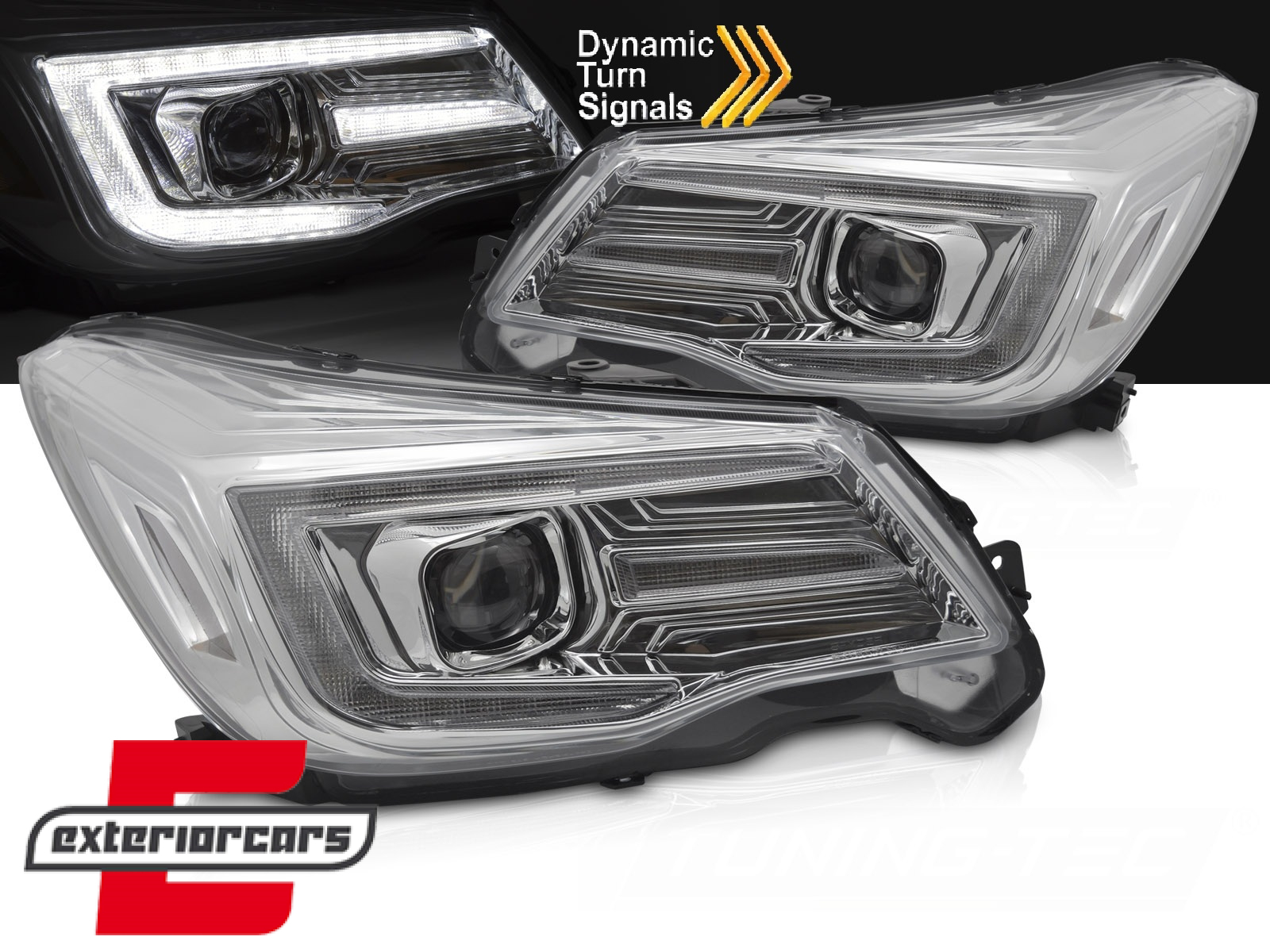 Prednja svjetla LED SEQ žmigavci TubeLight dizajn (chrome) / Subaru Forester IV (2013-2018)