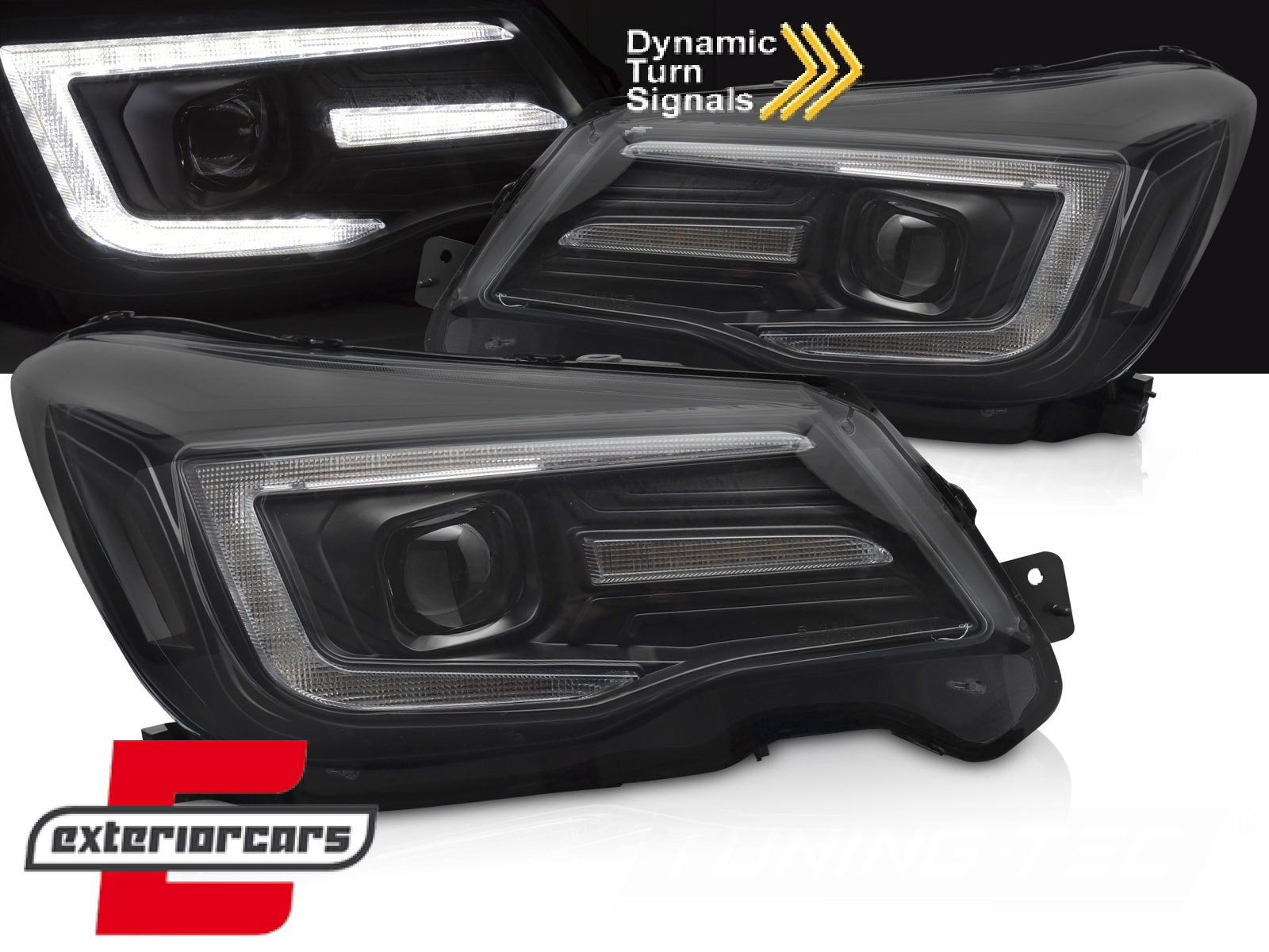 Prednja svjetla LED SEQ žmigavci TubeLight dizajn (crna) / Subaru Forester IV (2013-2018)