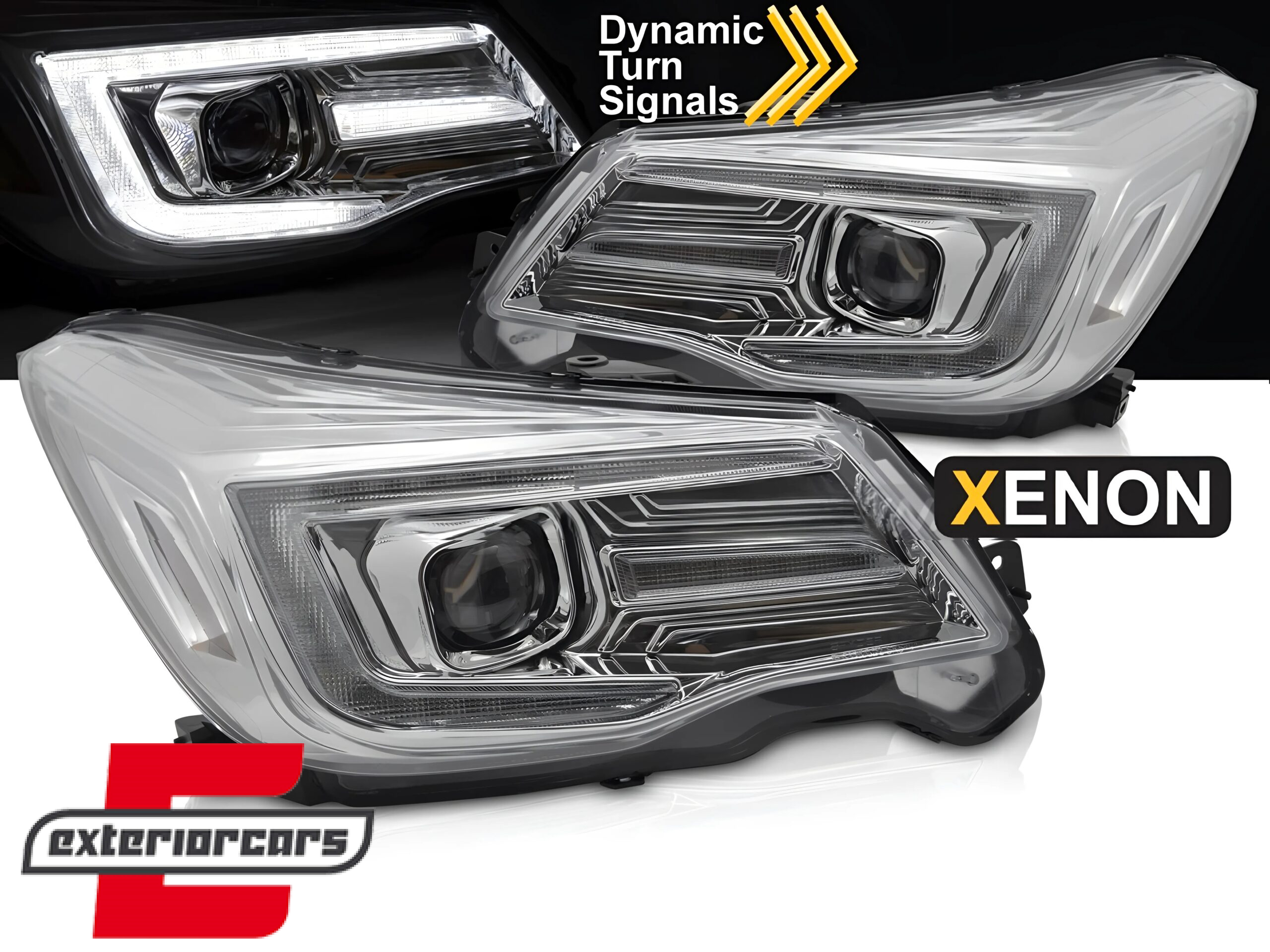 Prednja svjetla LED SEQ žmigavci TubeLight dizajn (chrome) / Subaru Forester IV (2013-2018)