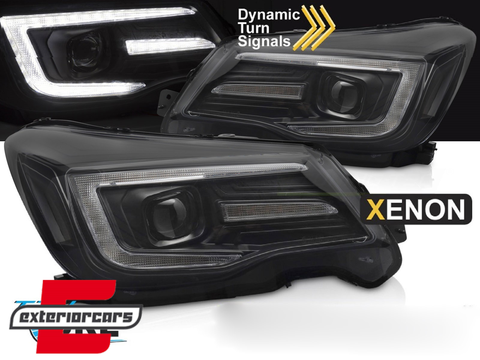 Prednja svjetla LED SEQ žmigavci TubeLight dizajn (crna) / Subaru Forester IV (2013-2018)