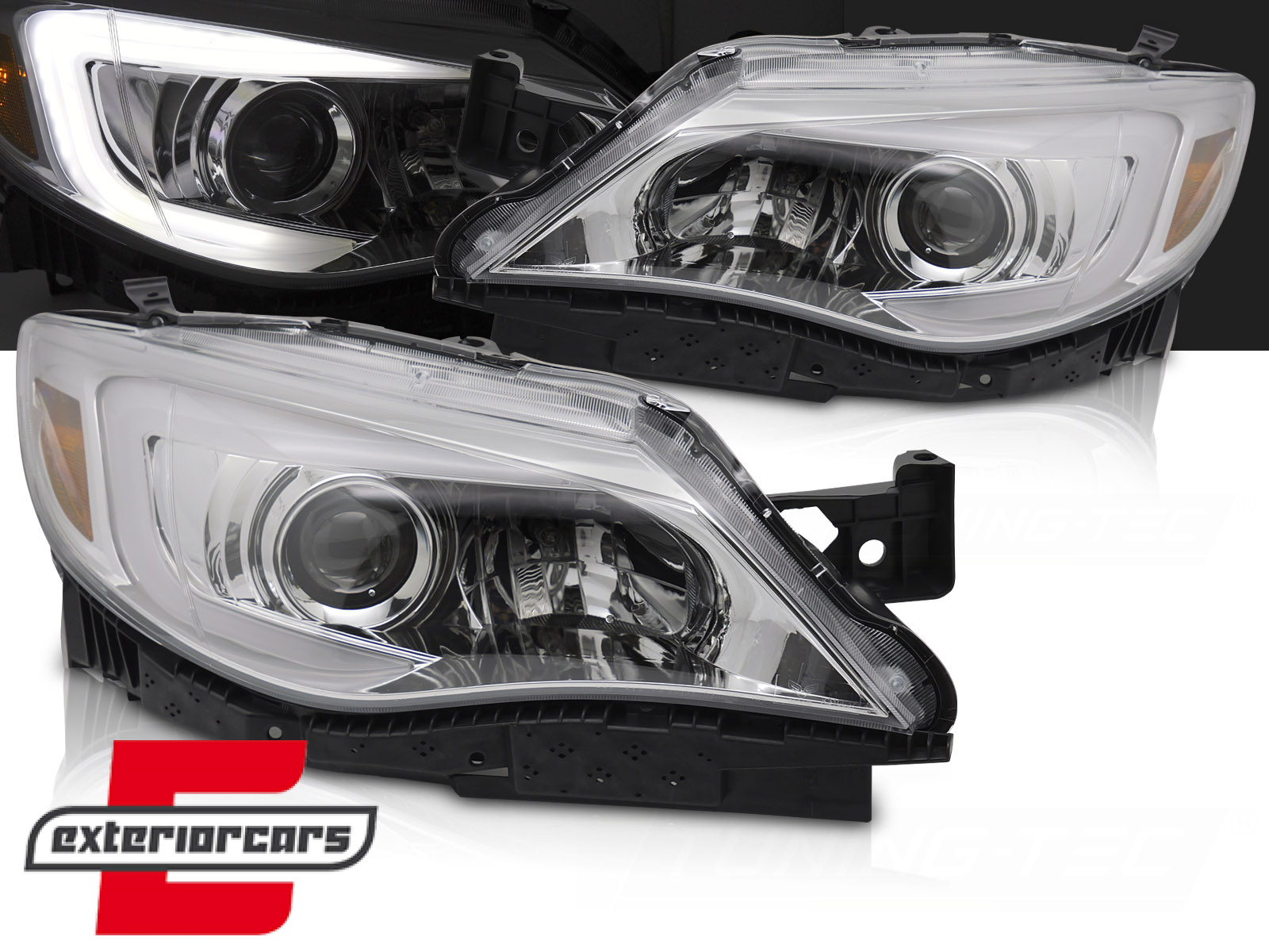 Prednja svjetla TubeLight dizajn (chrome) / Subaru WRX (2008-2014)