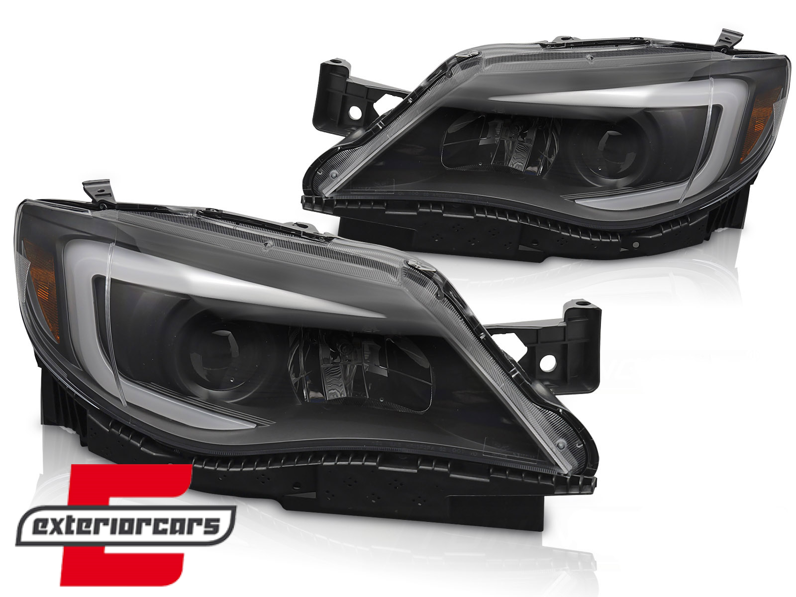 Prednja svjetla TubeLight dizajn (crna) / Subaru WRX (2008-2014) - Slika 2