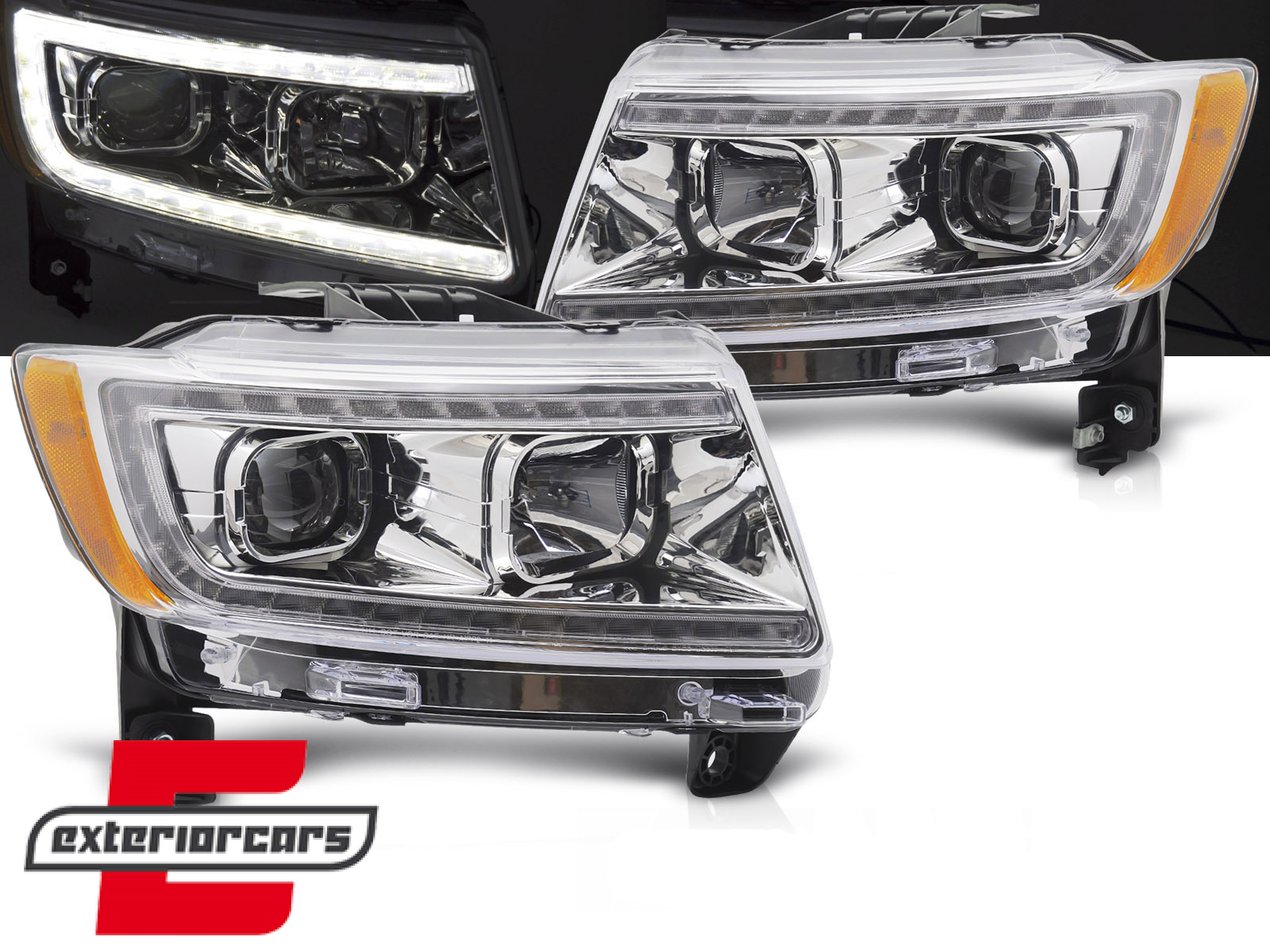 Prednja svjetla LED TubeLight dizajn (chrome) / JEEP Grand Cherokee WK2 (2011-2013)