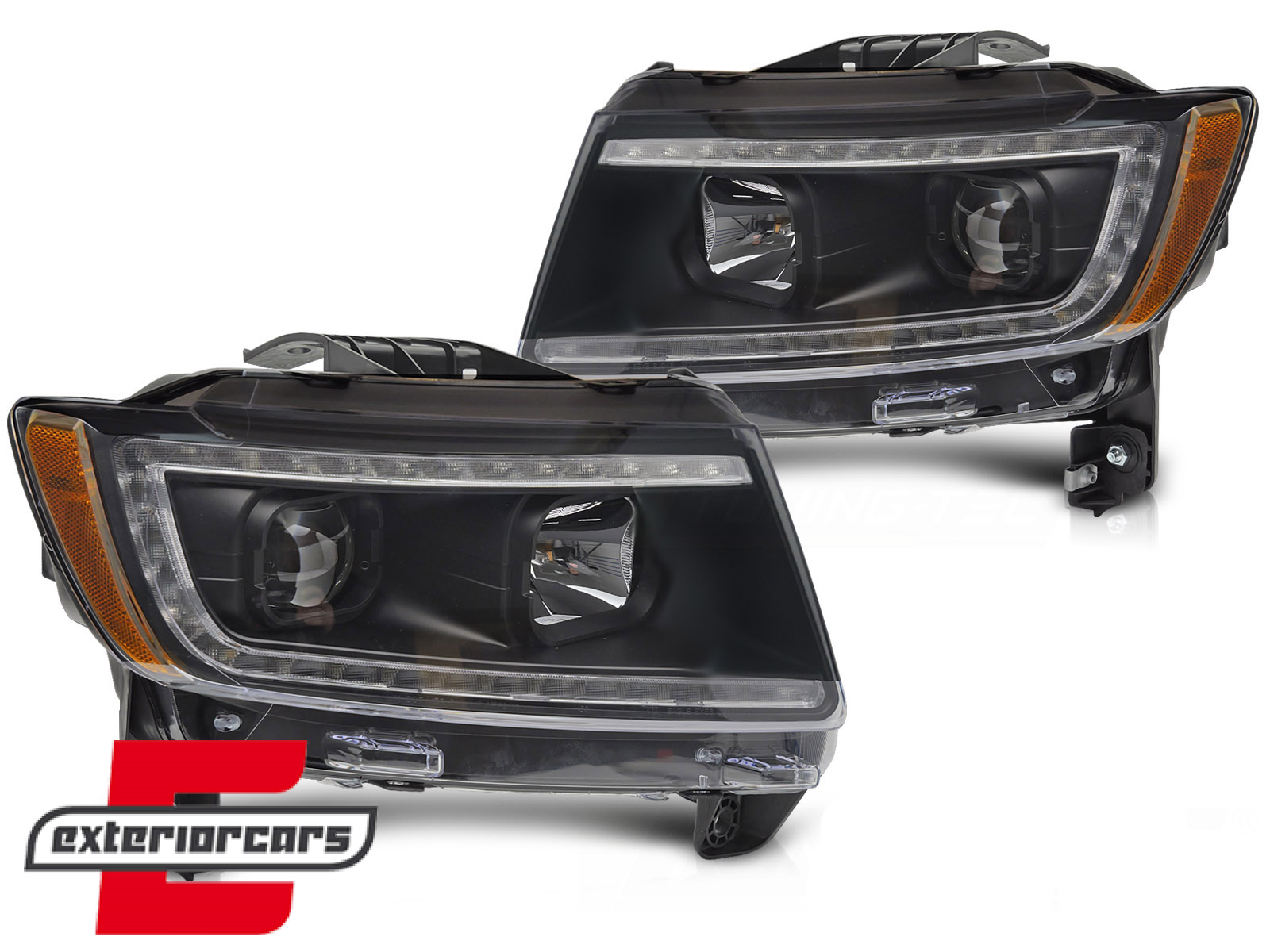 Prednja svjetla LED TubeLight dizajn (crna) / JEEP Grand Cherokee WK2 (2011-2013) - Slika 2