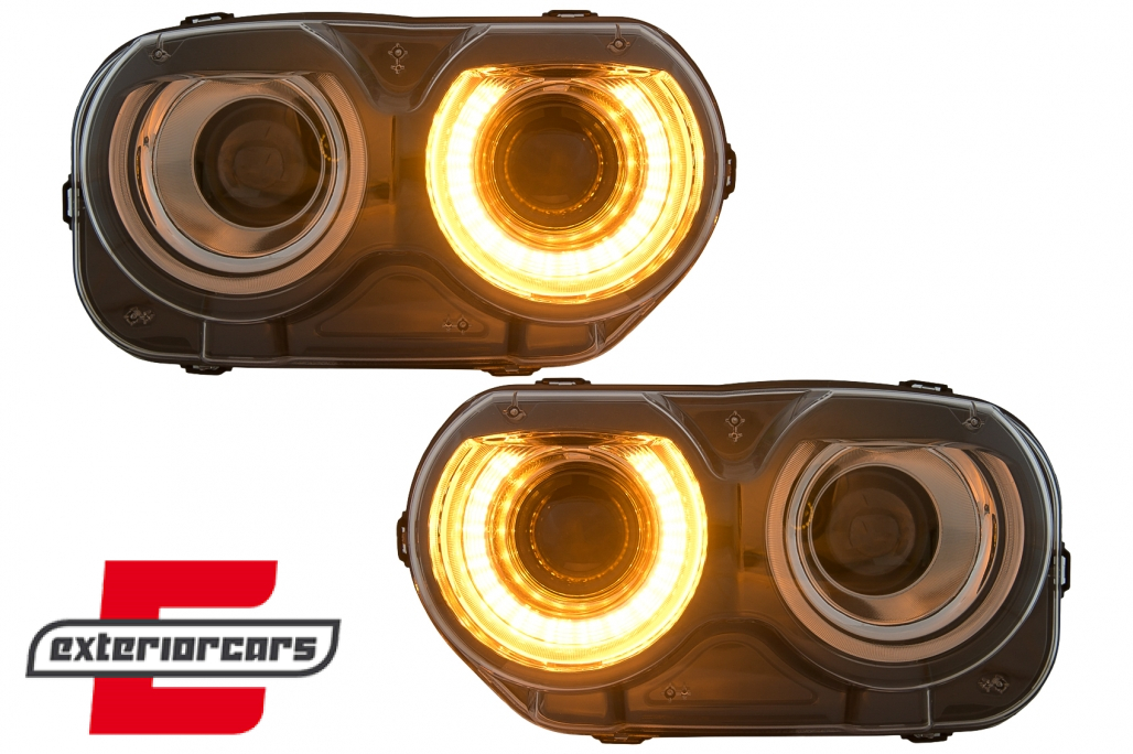 LED prednji farovi RGB svjetla (crna) / Dodge Challenger (2015-2023)