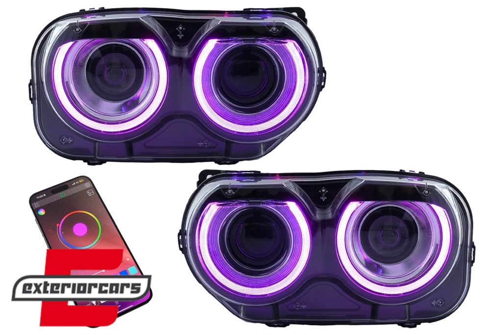 LED prednji farovi RGB svjetla (crna) / Dodge Challenger (2015-2023) - Slika 13