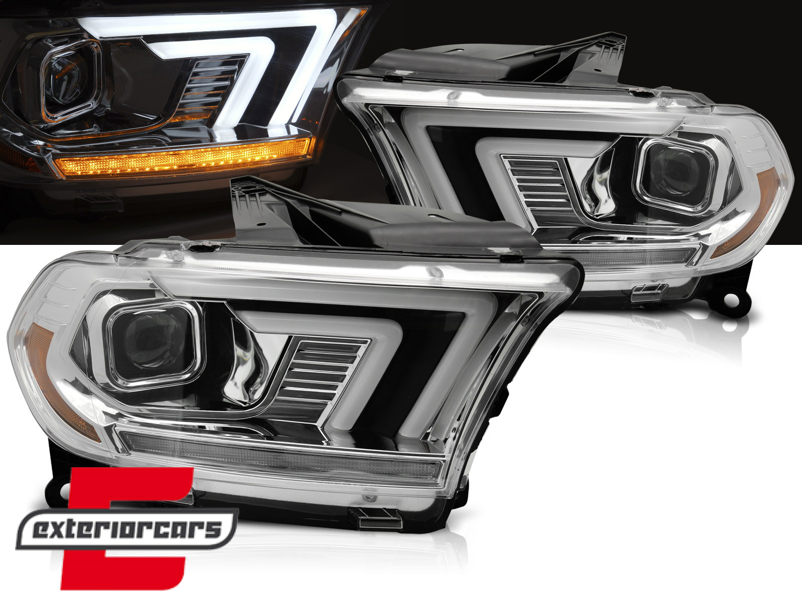 Prednja svjetla LED DRL SEQ žmigavci (chrome) / Dodge Durango (2010-2013)