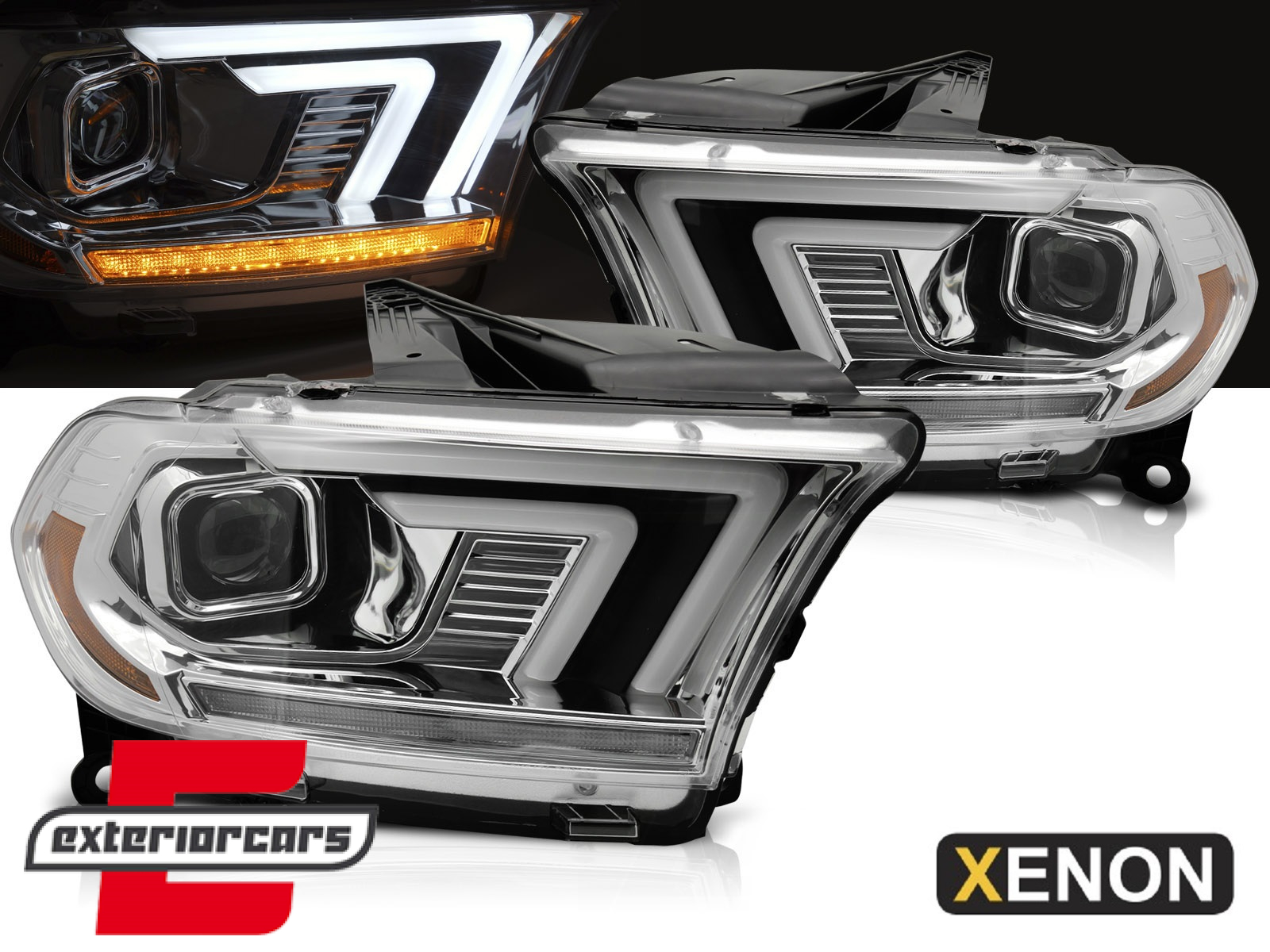 Prednja svjetla LED DRL SEQ žmigavci XENON (chrome) / Dodge Durango (2010-2013)