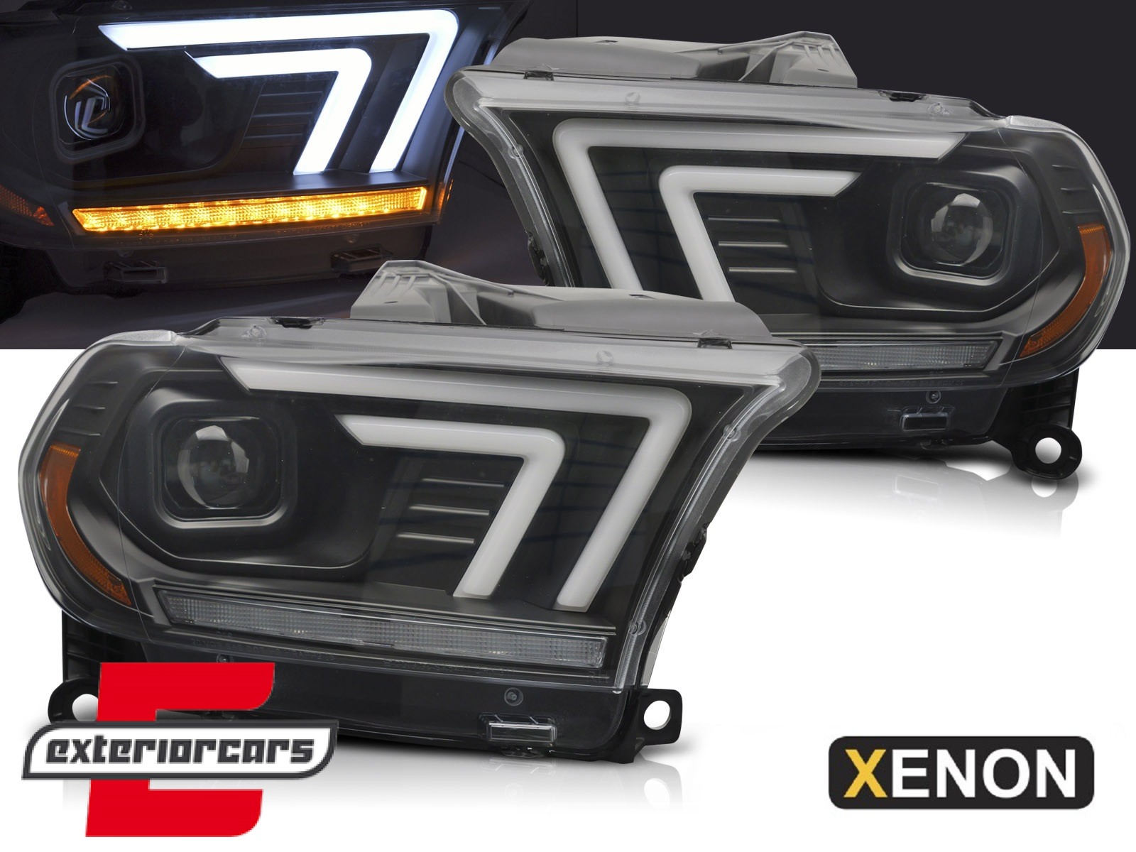 Prednja svjetla LED DRL SEQ žmigavci XENON (crna) / Dodge Durango (2010-2013)