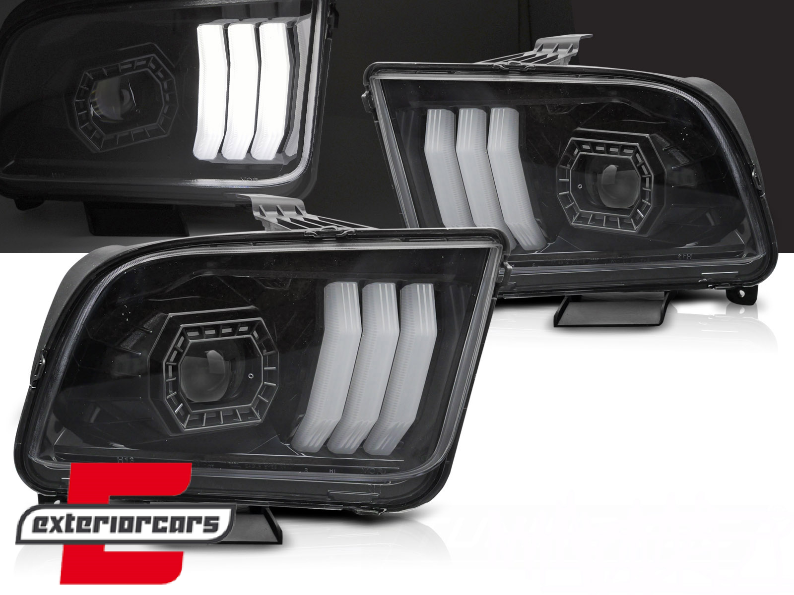 Prednja svjetla LED DRL (crna) / Ford Mustang V (2004-2009)