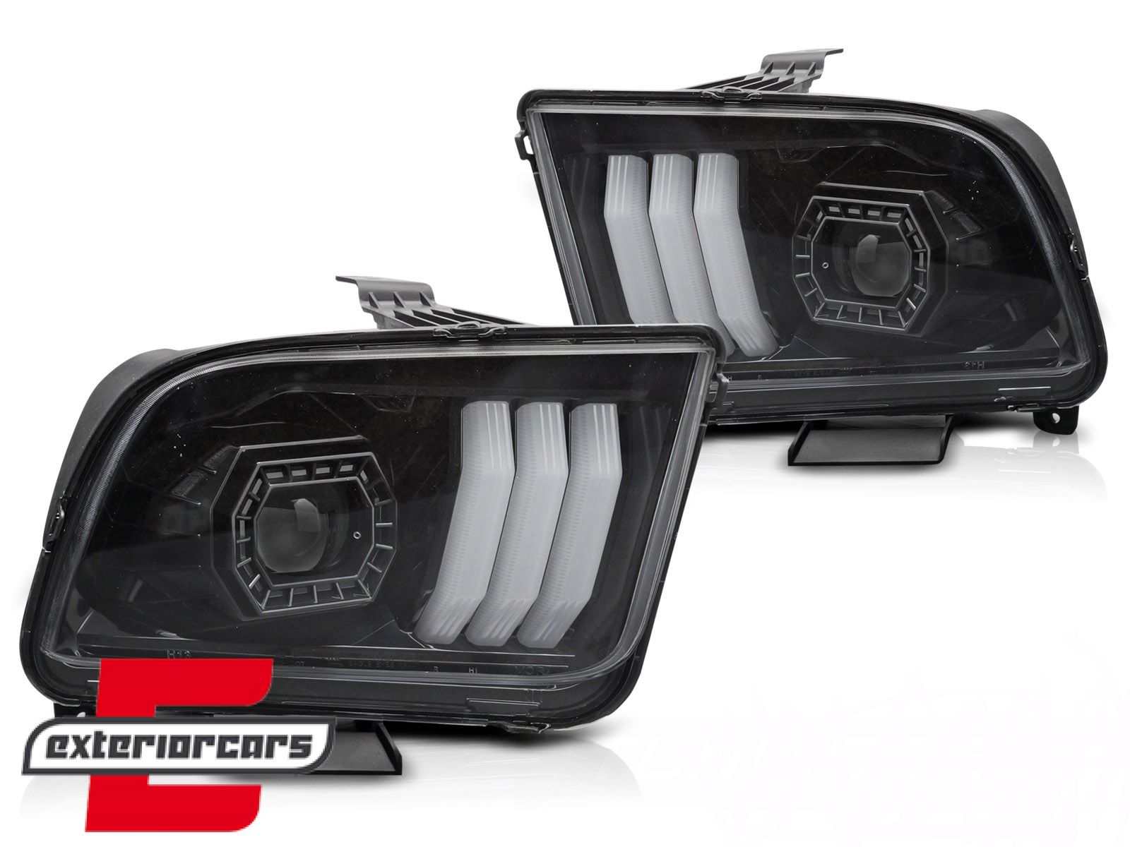 Prednja svjetla LED DRL (crna) / Ford Mustang V (2004-2009) - Slika 2