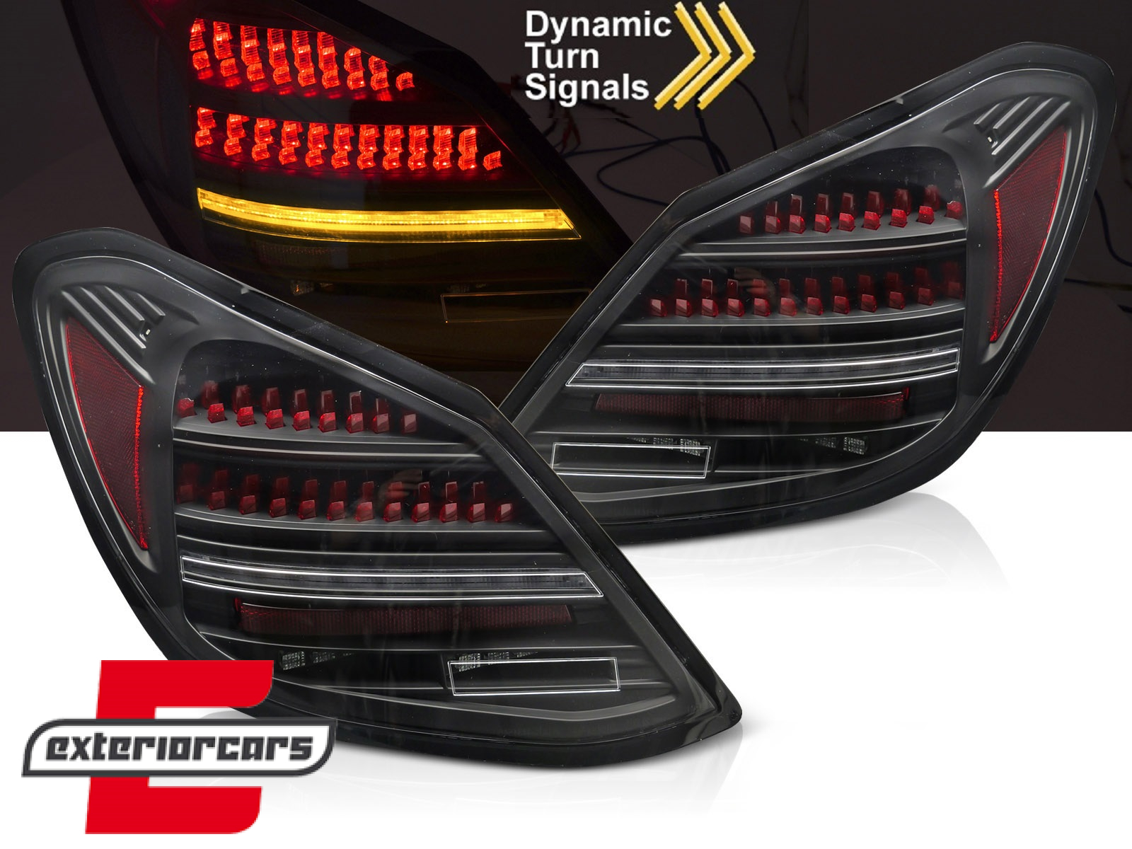 Full LED stražnja svjetla SEQ žmigavci (crna/crvena) / Mercedes C klasa W205 limuzina (2014-2021)