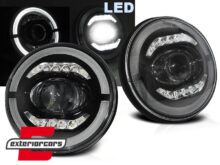 Full LED prednja svjetla Angel Eye (crna) / Jeep Wrangler JK (2007-2017)