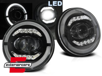 Full LED prednja svjetla Angel Eye (crna) / Jeep Wrangler JK (2007-2017)