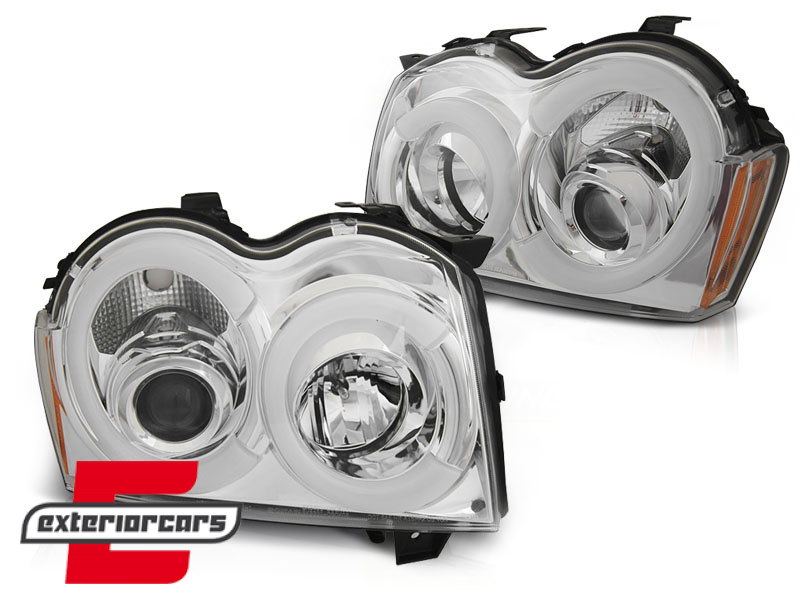 Prednja svjetla Angel Eyes LedBar (chrome) / Jeep Grand Cherokee WK (2005-2008) - Slika 2