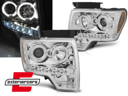 Prednja svjetla Angel Eyes dizajn (chrome) / FORD F150 MK12 (2008-2014)