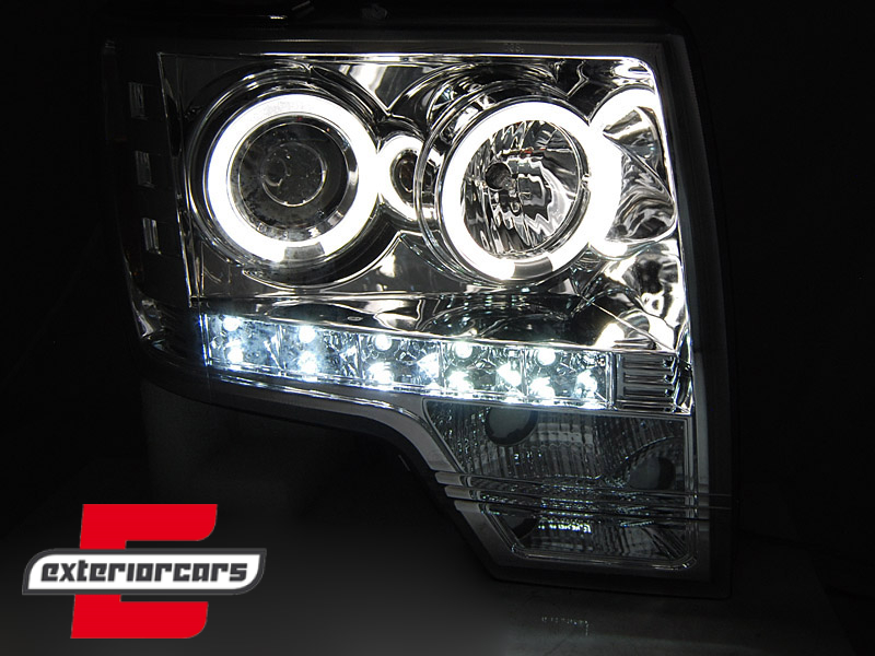 Prednja svjetla Angel Eyes dizajn (chrome) / FORD F150 MK12 (2008-2014) - Slika 3