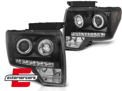 Prednja svjetla Angel Eyes dizajn (crna) / FORD F150 MK12 (2008-2014) - Slika 2