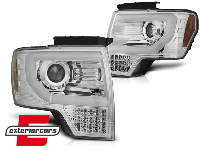 Prednja svjetla LED TubeLight dizajn (chrome) / FORD F150 MK12 (2008-2014) - Slika 2