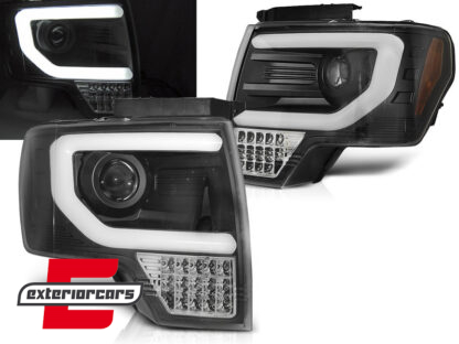 Prednja svjetla LED TubeLight dizajn (crna) / FORD F150 MK12 (2008-2014)