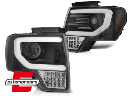 Prednja svjetla LED TubeLight dizajn (crna) / FORD F150 MK12 (2008-2014) - Slika 2