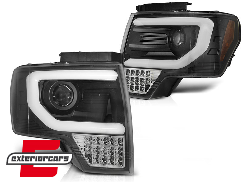 Prednja svjetla LED TubeLight dizajn (crna) / FORD F150 MK12 (2008-2014) - Slika 2