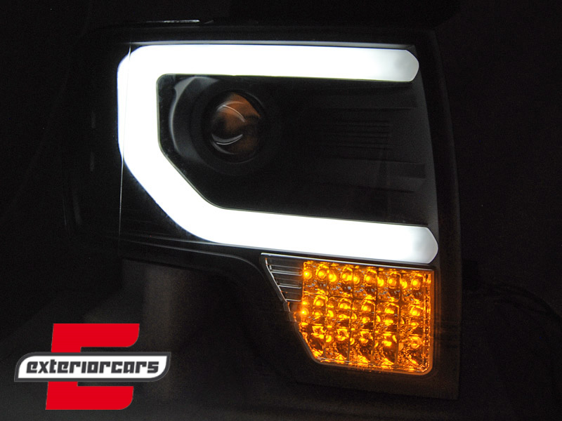 Prednja svjetla LED TubeLight dizajn (crna) / FORD F150 MK12 (2008-2014) - Slika 3
