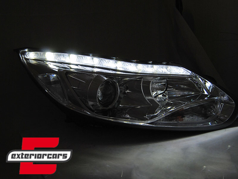 Prednja svjetla LED DayLights (chrome) / Ford Focus III Mk3 (2010-2014) - Slika 3