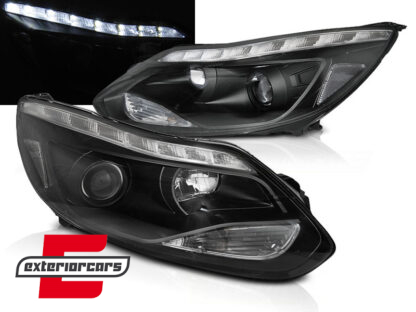Prednja svjetla LED DayLights (crna) / Ford Focus III Mk3 (2010-2014)