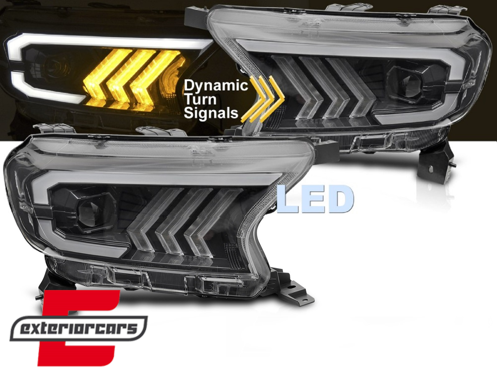 Full LED prednja svjetla SEQ žmigavci (crna) / Ford Ranger (2015-2022)