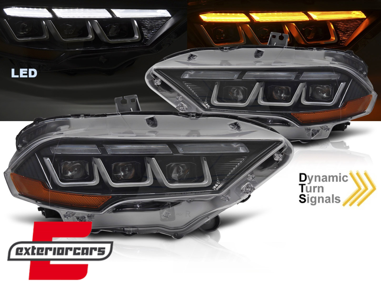 Full LED prednja svjetla SEQ žmigavci (crna) / Ford Mustang VI Facelift (2018-2023)