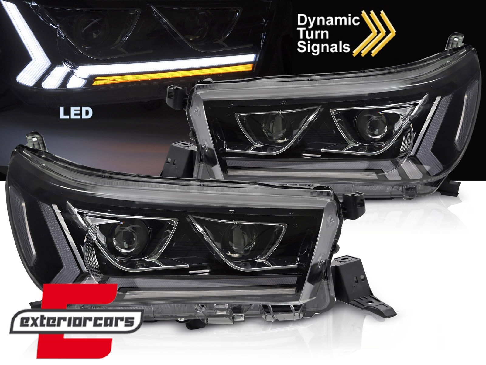 Full LED prednja svjetla SEQ žmigavci (crna) / Toyota Hilux (2016-07.2020)