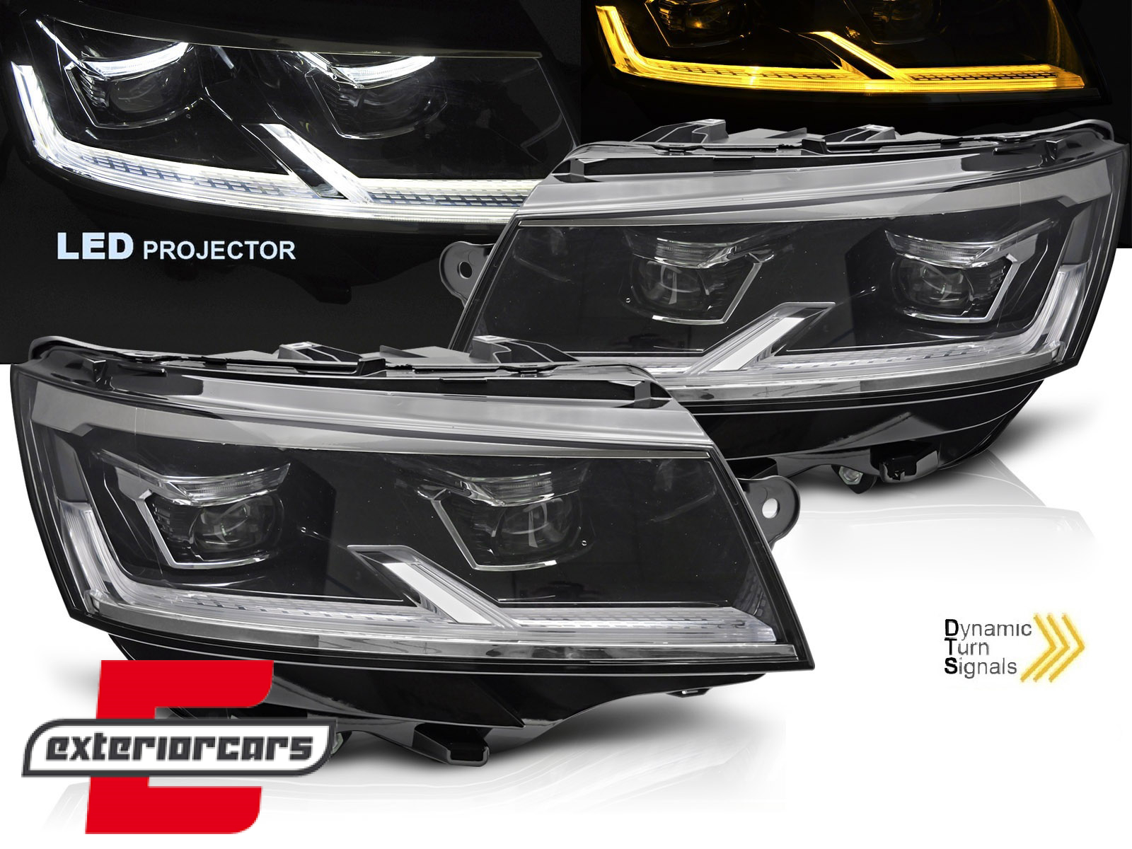 Full LED prednja svjetla SEQ žmigavci (crna) / VW T6.1 (2020-2023)