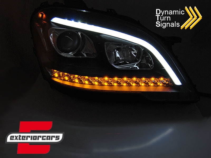 Prednja svjetla TubeLight LED SEQ žmigavci (crna) / Mercedes ML klasa W164 Facelift (2008-2011) - Slika 4