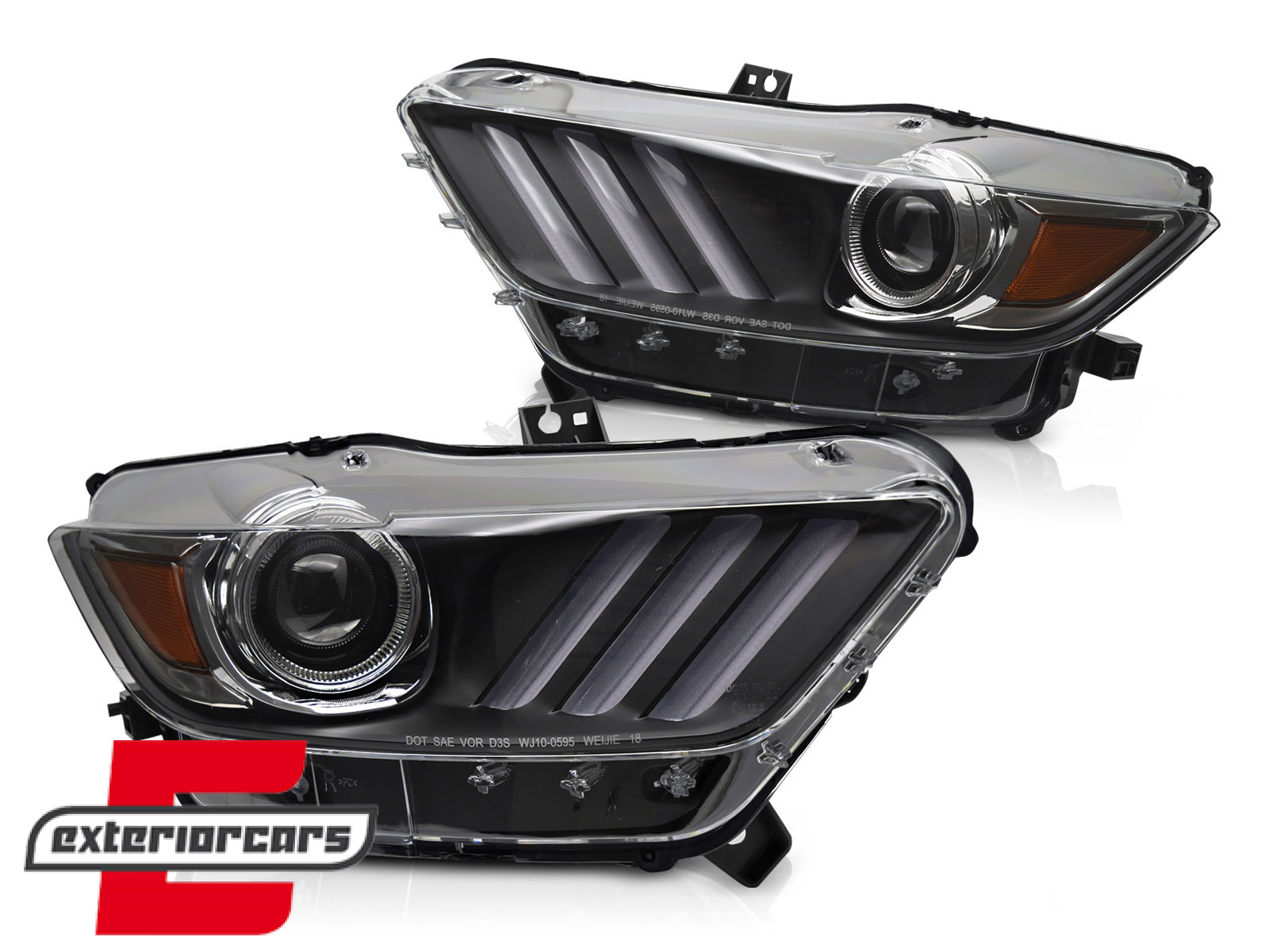Prednja svjetla LED DRL Xenon (crna) / Ford Mustang VI (2015-2017) - Slika 2
