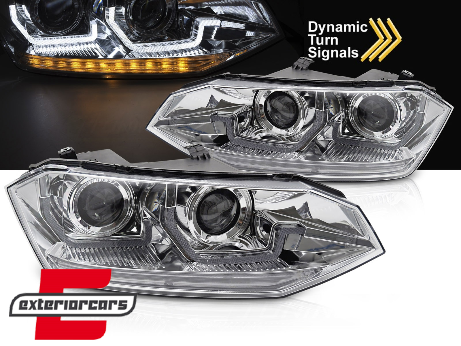 Prednja svjetla LED DRL SEQ žmigavci (chrome) / VW Polo 2G (2017-2021)