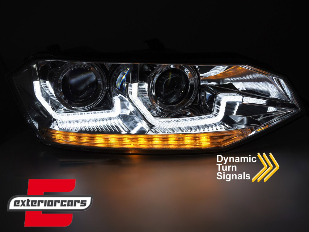 Prednja svjetla LED DRL SEQ žmigavci (chrome) / VW Polo 2G (2017-2021) - Slika 4