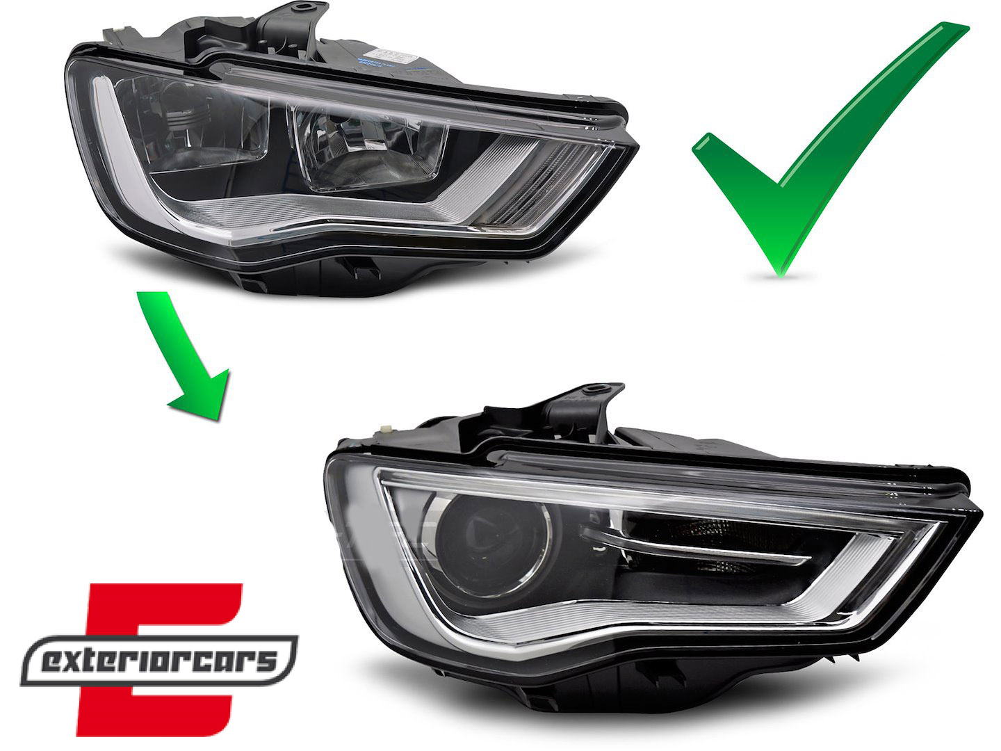 Prednja svjetla LED DRL Xenon (crna) / Audi A3 8V (2013-2016) - Slika 7