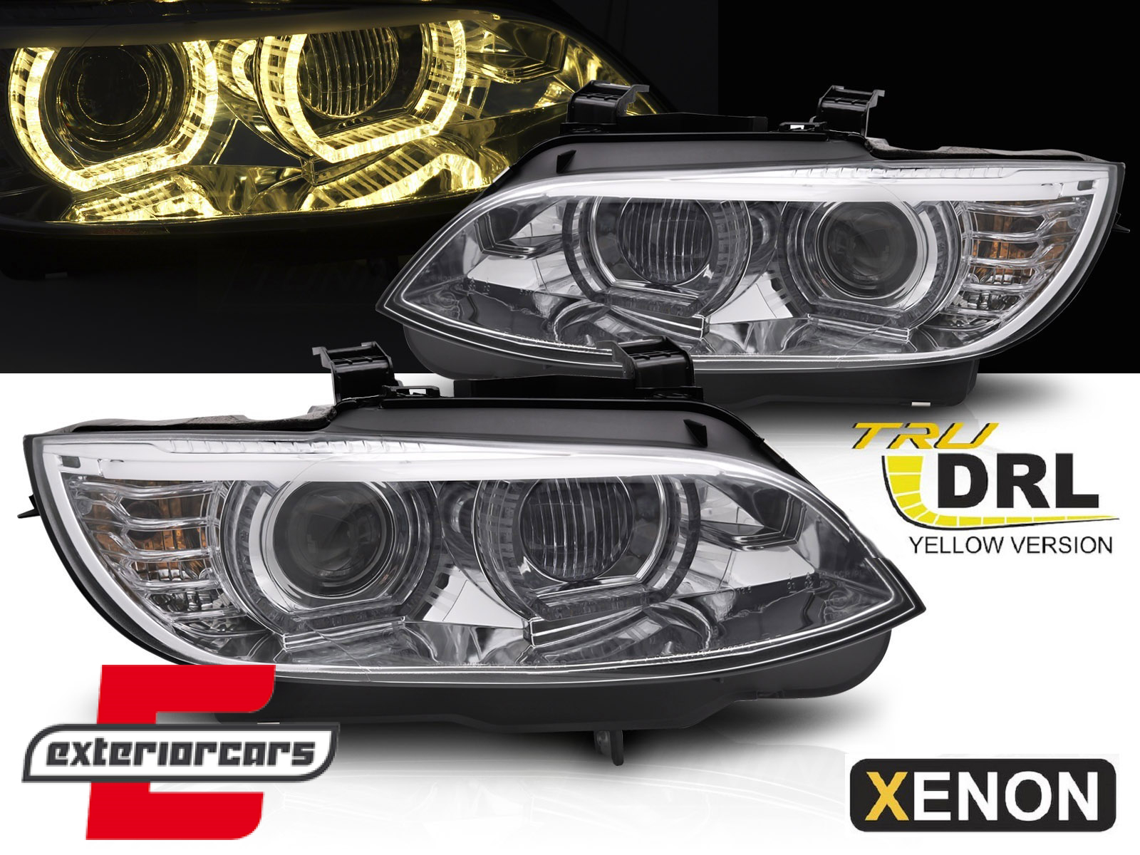 Prednja svjetla 3D LED Angel Eyes Xenon (chrome) / BMW serije 3 E92 E93 (2006-2010)