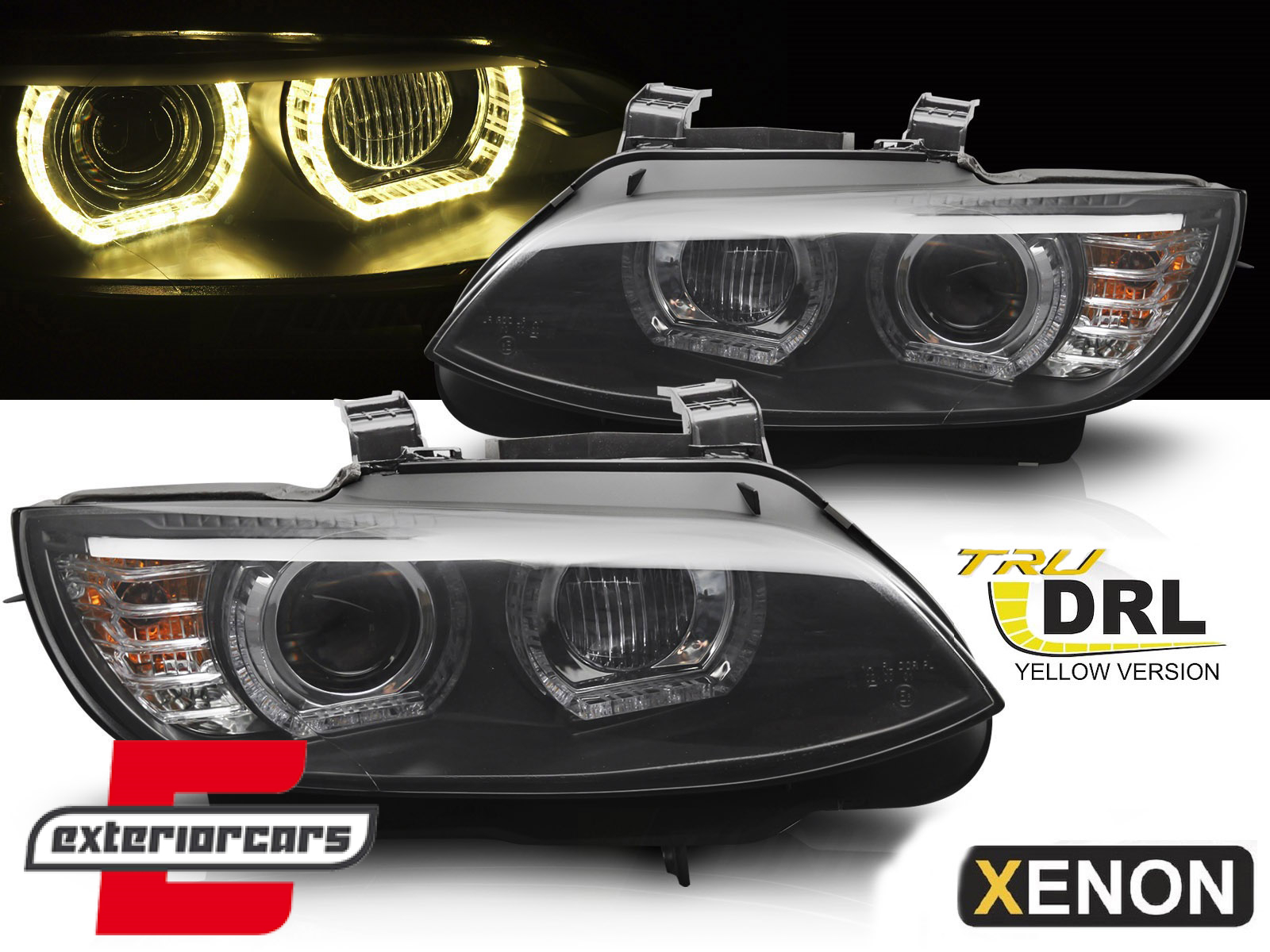 Prednja svjetla 3D LED Angel Eyes Xenon (crna) / BMW serije 3 E92 E93 (2006-2010)
