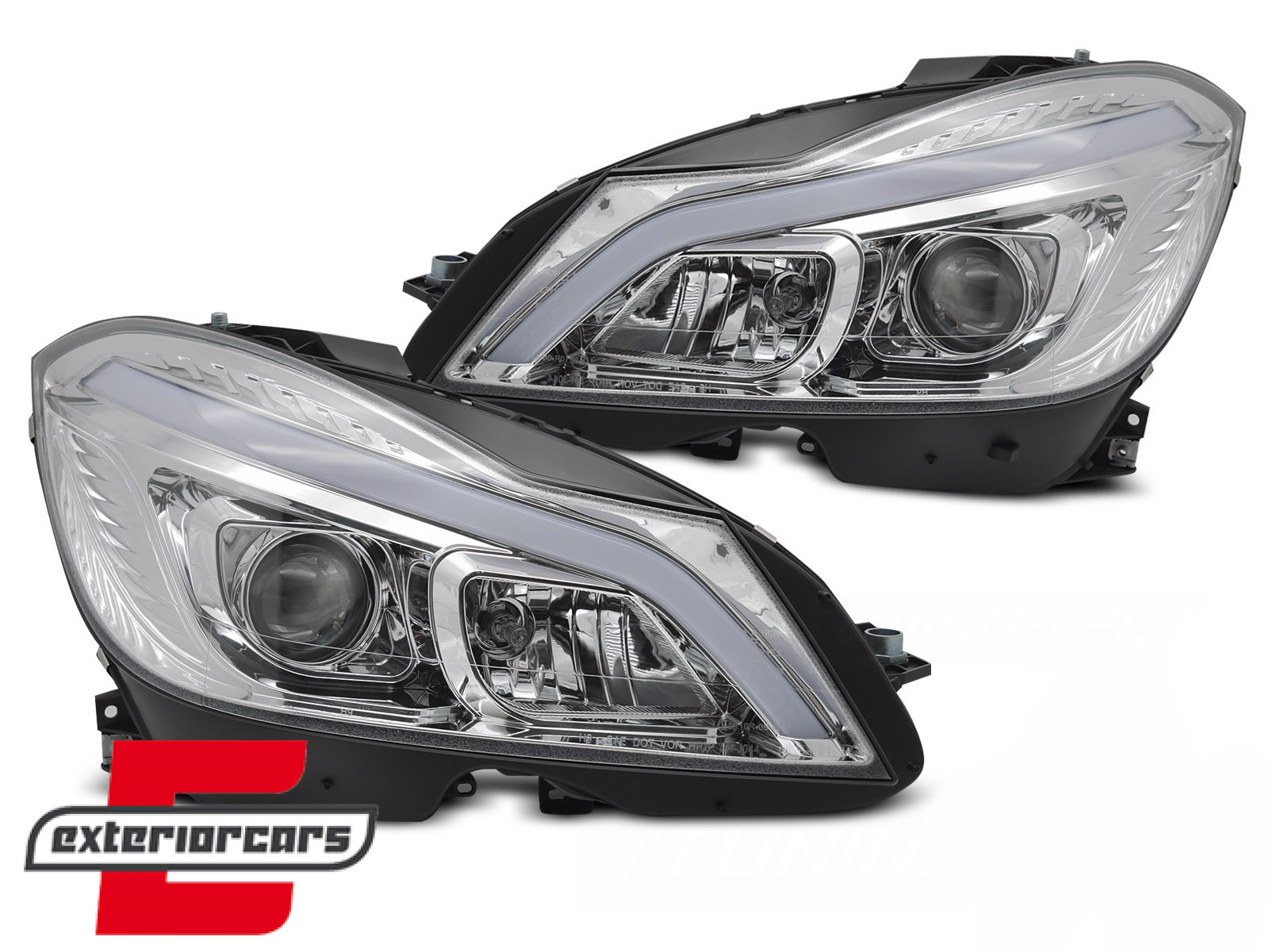Prednja svjetla LED DRL SEQ žmigavci W205 look (chrome) / Mercedes C-klasa W204 S204 C204 Facelift (2011-2014) - Slika 2