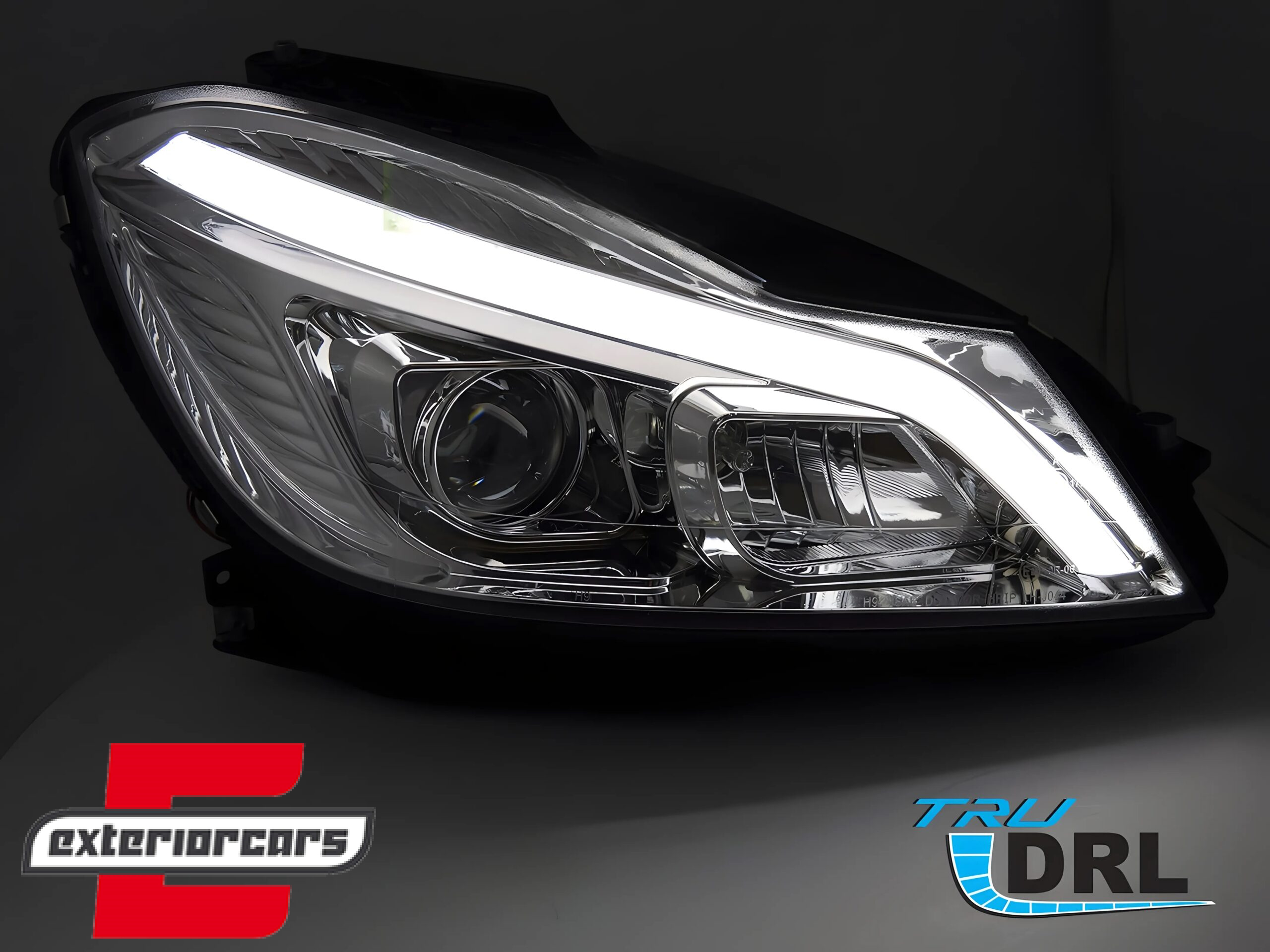 Prednja svjetla LED DRL SEQ žmigavci W205 look (chrome) / Mercedes C-klasa W204 S204 C204 Facelift (2011-2014) - Slika 3