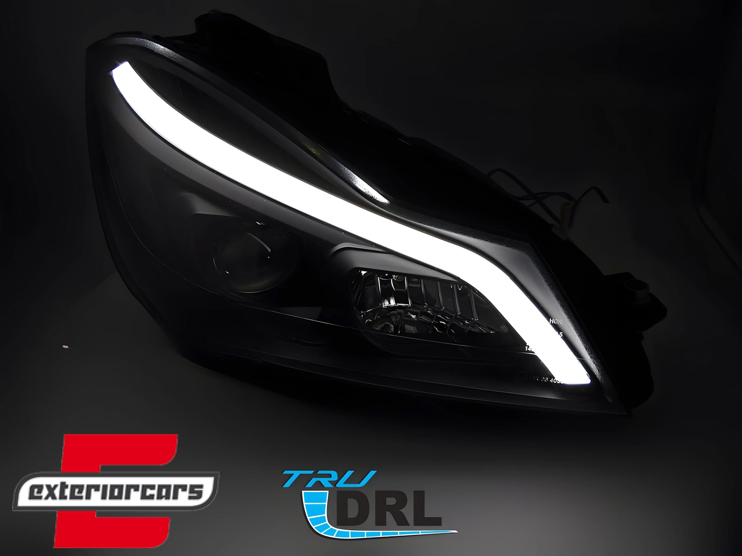 Prednja svjetla LED DRL SEQ žmigavci W205 look (mat crna) / Mercedes C-klasa W204 S204 C204 Facelift (2011-2014) - Slika 3
