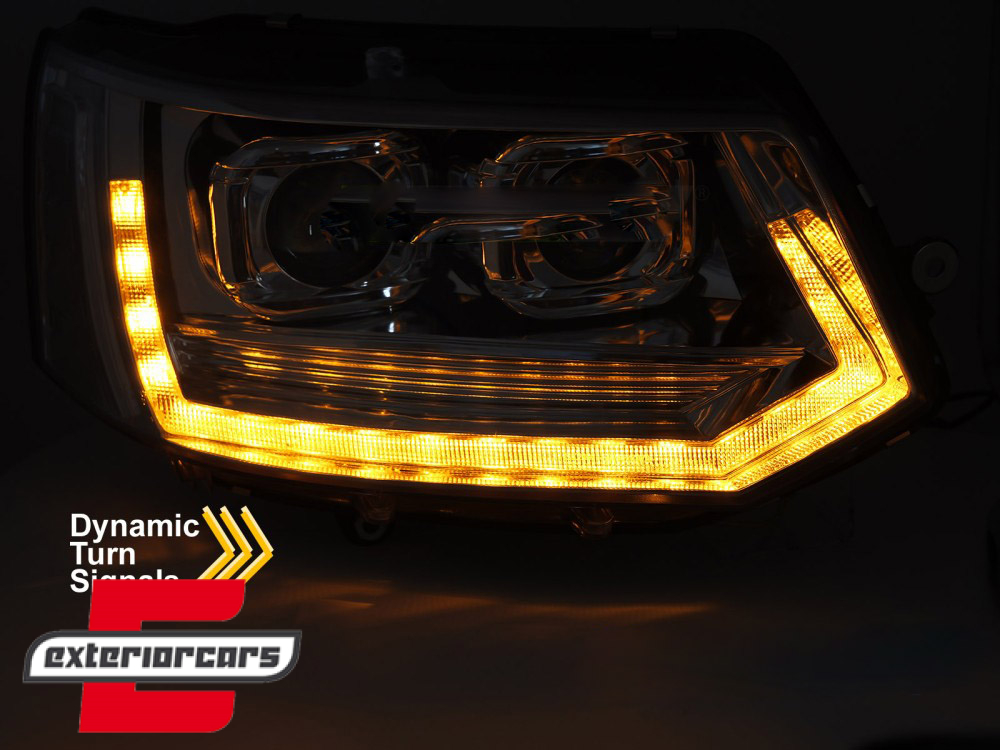 Full LED prednja svjetla SEQ žmigavci T6 look (chrome) / VW Transporter Caravelle Multivan T5.1 Facelift (2010-2015) - Slika 7