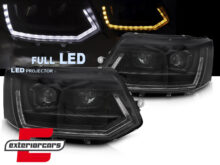 Full LED prednja svjetla SEQ žmigavci T6 look (crna) / VW Transporter Caravelle Multivan T5.1 Facelift (2010-2015)