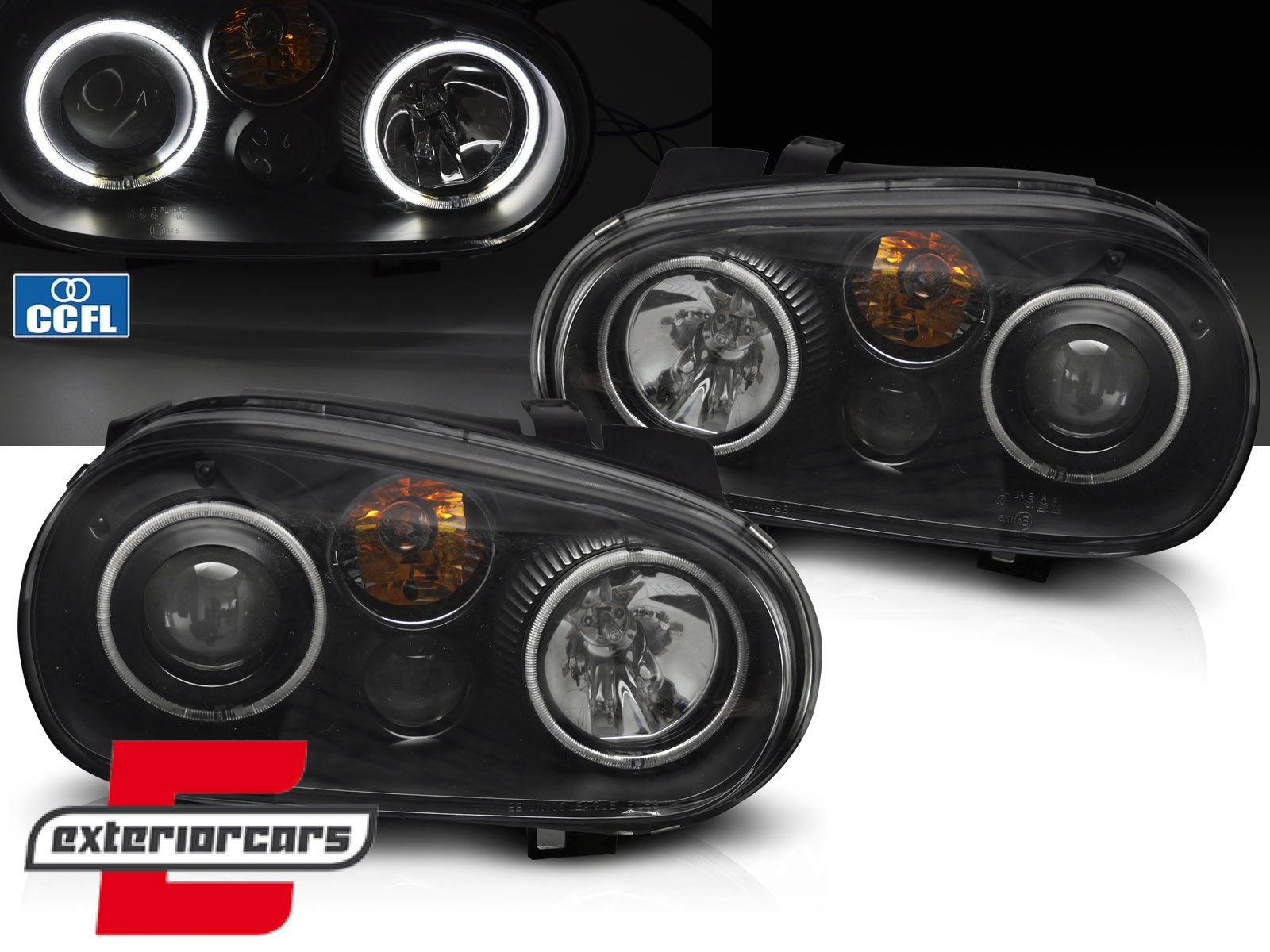 Prednja svjetla CCFL Angel Eyes (crna) / VW Golf IV 4 (1997-2006)